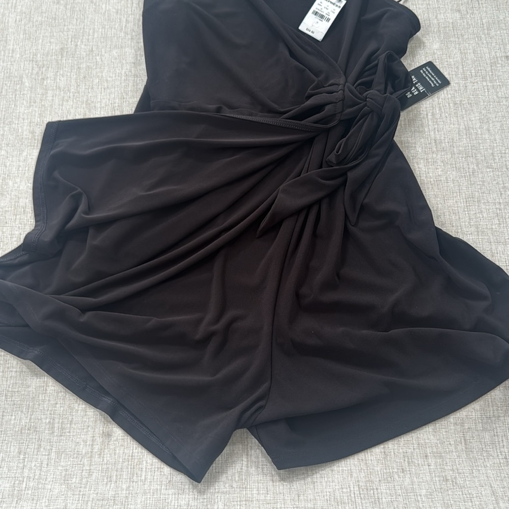 Express‎ Tie Waist Wrap Surplice Black Romper Shorts Playsuit Size Small NEW - Picture 7 of 12